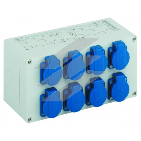 Розетковий розподільник AKi 1-1S (300х150х132), з розетками: 8хSchuko(2пол.+ PEх16A), IP44, Spelsberg